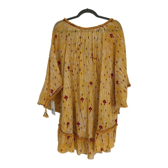 Poupette St Barth Yellow Fanciful Floral Bobo Poncho NWT Tunic/Minidress OS - Picture 4 of 16